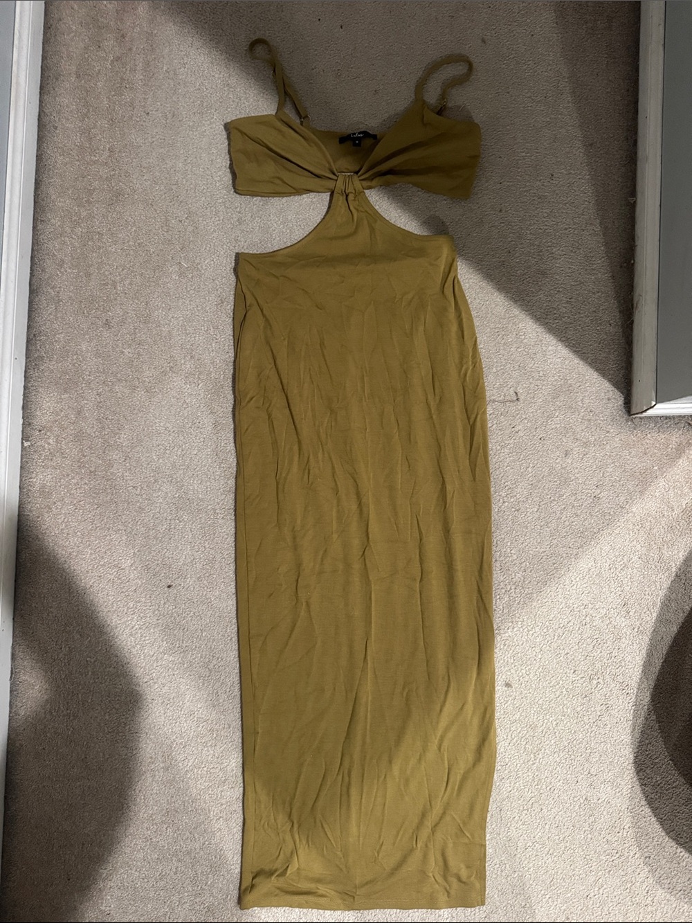 Lulus Cutout Front Tie Maxi Dress - Olive